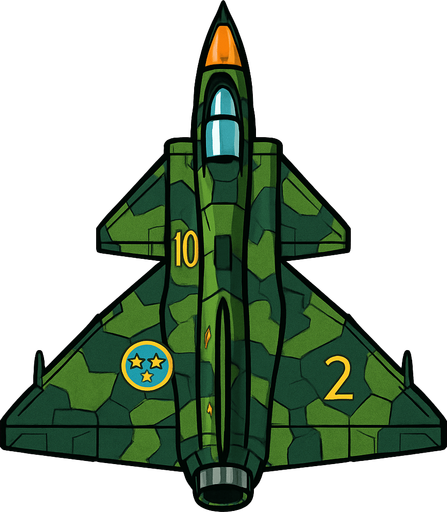 A Saab 37 Viggen fighter jet.
In-Game asset.  2d.  High contrast.  No shadows. Top down view