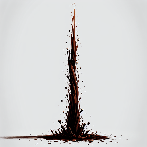 Coffee trail going vertical.
Single Game Texture. In-Game asset. 2d. Blank background. High contrast. Shadows at the bottom.