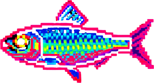 A sardine. 80s arcade machine graphics. 
Swimming Side profile.
In-Game asset.  2d.  High contrast.  No shadows