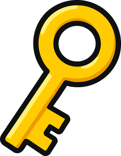 yellow key.
In-Game asset.  2d.  High contrast.  No shadows
