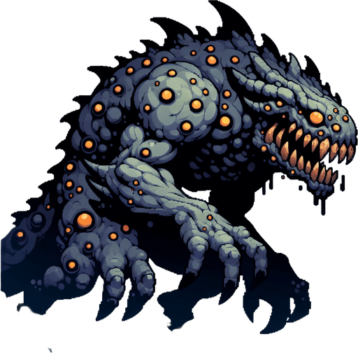 monster.
Single Game Texture. In-Game asset. 2d. Blank background. High contrast. No shadows.