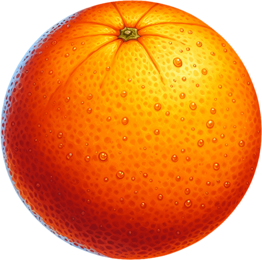 An orange.
Single Game Texture. In-Game asset. 2d. Blank background. High contrast. No shadows.