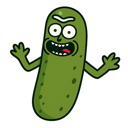 very well known pickles make Rick memes. single character. no writing..
In-Game asset.  2d.  High contrast.  No shadows