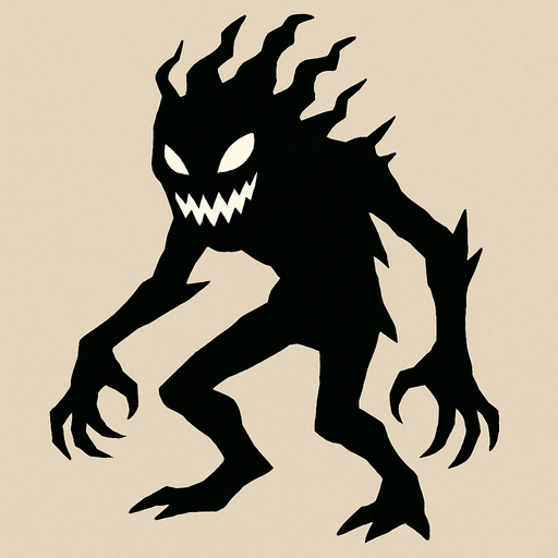 Shadow creature.
In-Game asset.  2d.  High contrast.  No shadows