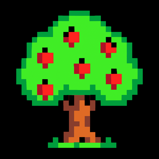 Apple tree 8 bit.
In-Game asset.  2d.  High contrast.  No shadows