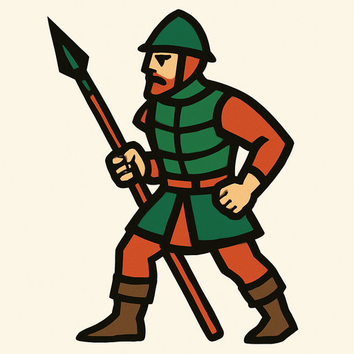 Mızraklı piyade asker.
In-Game asset.  2d.  High contrast.  No shadows