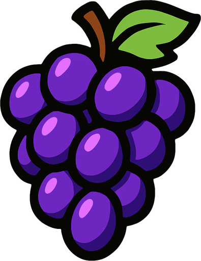 a purple grape.
In-Game asset.  2d.  High contrast.  No shadows
