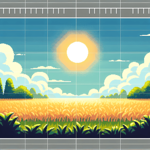 pixel sunny field height is bigger than width..
Single Game Texture. In-Game asset. 2d. Blank background. High contrast. No shadows.