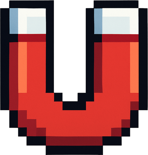 pixel art 2D magnet.
In-Game asset.  2d.  High contrast.  No shadows