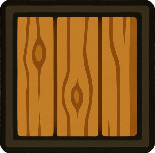 A Wooden square tile with dark borders.
In-Game asset.  2d.  High contrast.  No shadows