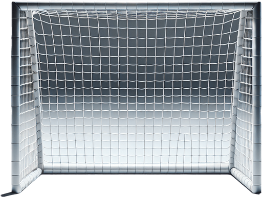 real soccer goal post front view.
Single Game Texture.  In-Game asset.  3d.  Blank background.  High contrast.  No shadows