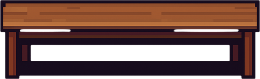 straight and long table.
In-Game asset.  2d.  High contrast.  No shadows. pixel art