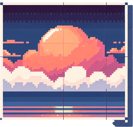 pixelart. a pale sunset cloud..
Single Game Texture. In-Game asset. 2d. Blank background. High contrast. No shadows.