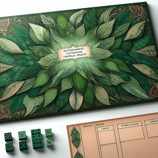 A mystical rectangle fantasy board with leaves.