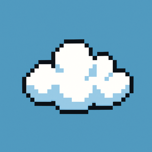 white cloud. pixel  art..
In-Game asset.  2d.  High contrast.  No shadows