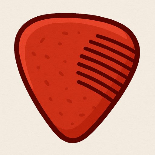 Kırmızı pastel renk gitar çalma aksesuarı.
In-Game asset.  2d.  High contrast.  No shadows