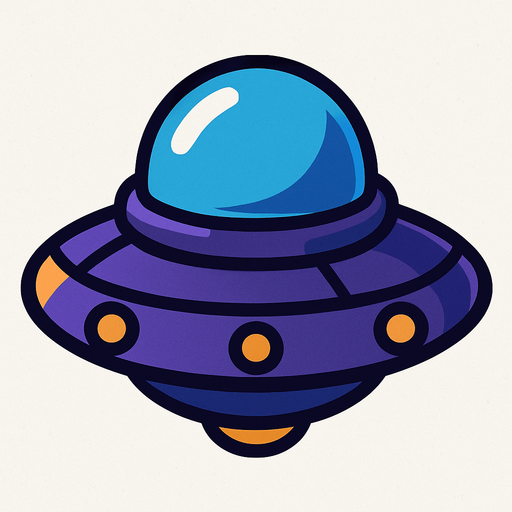UFO spaceship.
In-Game asset.  2d.  High contrast.  No shadows