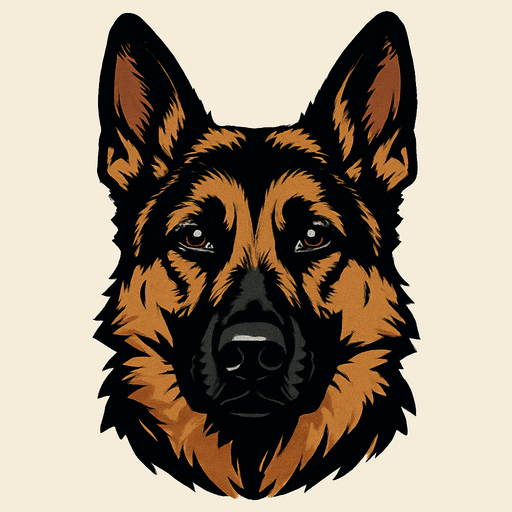 German Shepard face. realistic
In-Game asset.  2d.  High contrast.  No shadows