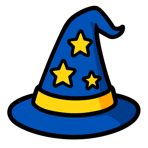 sombrero de mago de color azul 2d.
In-Game asset.  2d.  High contrast.  No shadows