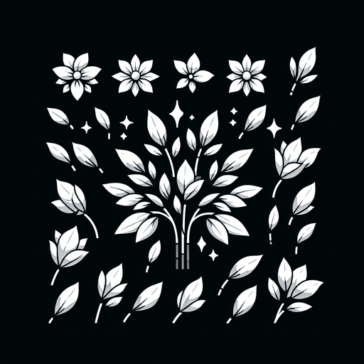 A sprite sheet of white flower petals..
Single Game Texture. In-Game asset. 2d. Blank background. High contrast. No shadows.