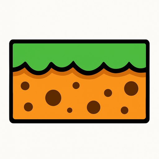 a rectangle with a ground color and form.
In-Game asset.  2d.  High contrast.  No shadows