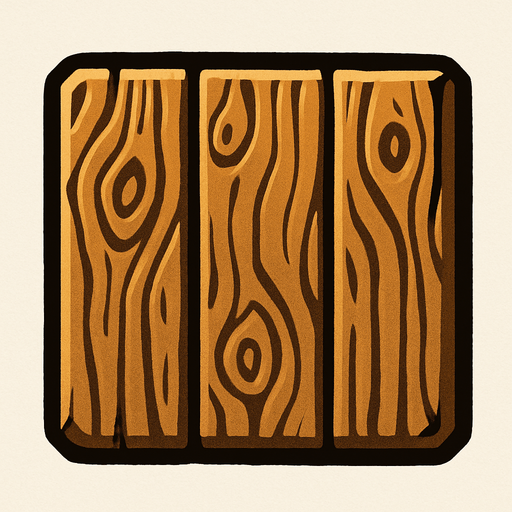 wooden.
In-Game asset.  2d.  High contrast.  No shadows