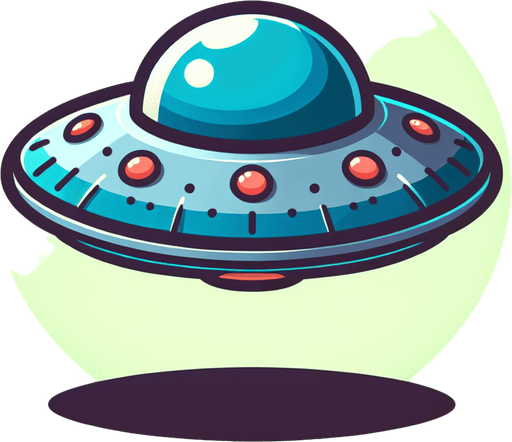 Ufo (летающая тарелка). Мультяшная.
Single Game Texture.  In-Game asset.  2d.  Blank background.  High contrast.  No shadows