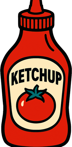 ketchup.
2d.  High contrast.  No shadows