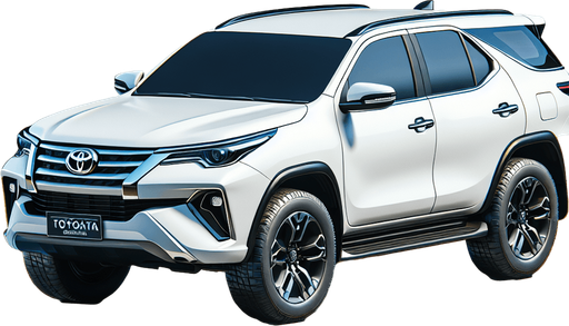 Toyota fortunar in white colour and full realistic.
Single Game Texture. In-Game asset. 2d. Blank background. High contrast. No shadows.