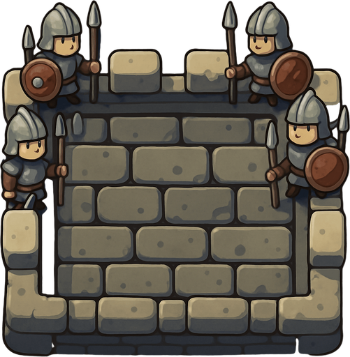 Este mismo pero agrega soldados muy pequeños sobre las torres