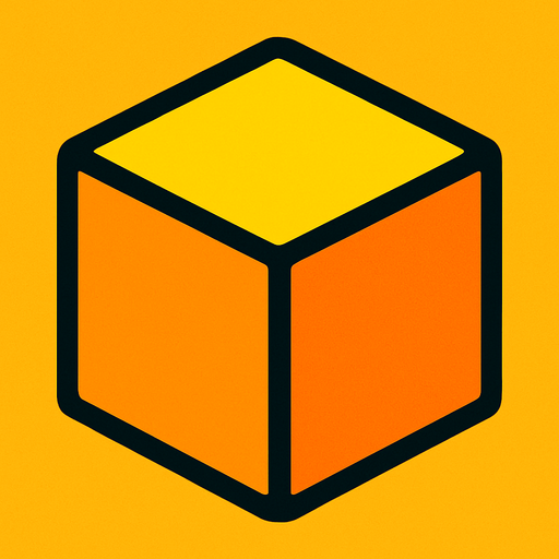yellow and orange cube 2d.
In-Game asset.  2d.  High contrast.  No shadows