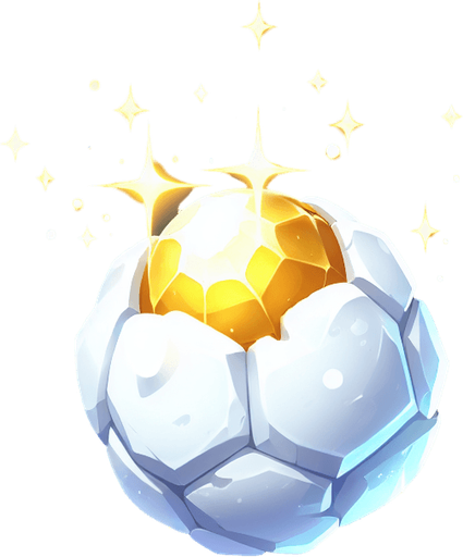 a snowball with magical powder, white color with golden tone, cartoon Single Game Texture. In-Game asset. 2d. Blank background. High contrast. No shadows.