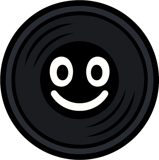 Circle smile face record dark color.
In-Game asset.  2d.  High contrast.  No shadows. Cartoon