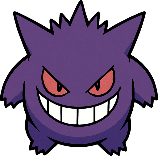 Gengar visto desde arriba.
In-Game asset.  2d.  High contrast.  No shadows