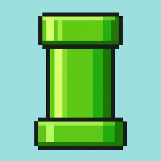 flappy bird pipe.
In-Game asset.  2d.  High contrast.  No shadows