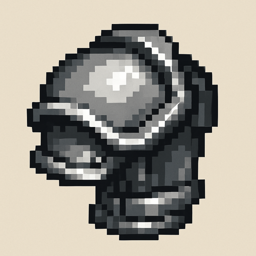 2D pixel art of a single shoulder armor piece, metallic silver and gray tones.
In-Game asset.  2d.  High contrast.  No shadows