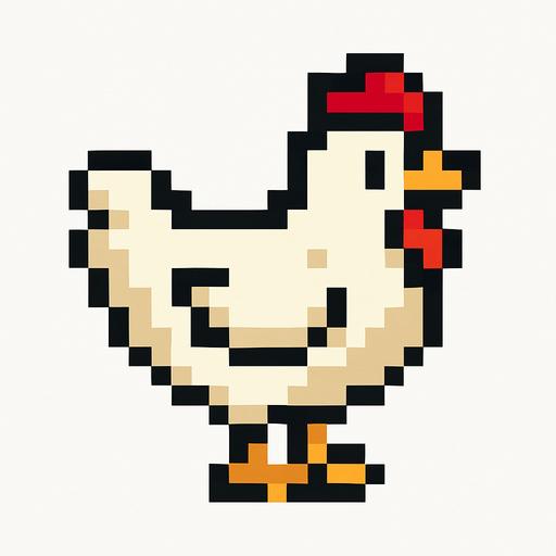 Tavuk pixel.
In-Game asset.  2d.  High contrast.  No shadows