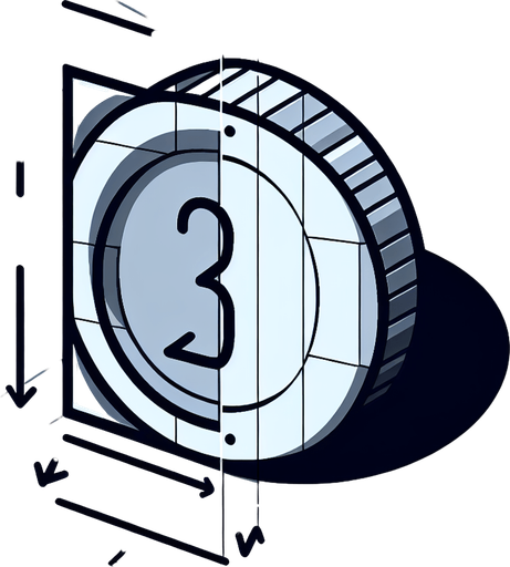 Single Game Texture. In-Game asset. 2D coin from a side view. A coin with a rectangular shape, featuring distinct long and short edges instead of a perfect circle. Blank background, high contrast, no shadows.