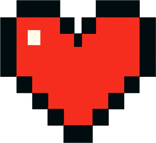 4x4 pixel art heart.
In-Game asset.  2d.  High contrast.  No shadows. retro arcade. Pixel art. 8 bit
