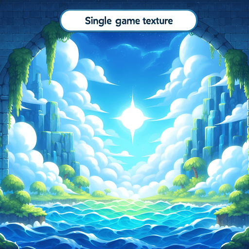 arkaplan cennete benzesin ve çoğunlukla mavi ve açık yeşil rengi olsun.
Single Game Texture. In-Game asset. 2d. Blank background. High contrast. No shadows.