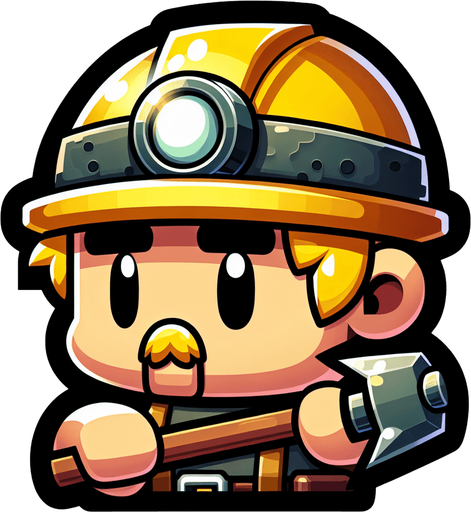 madenci çizgi karakter.
Single Game Texture. In-Game asset. 2d. Blank background. High contrast. No shadows.