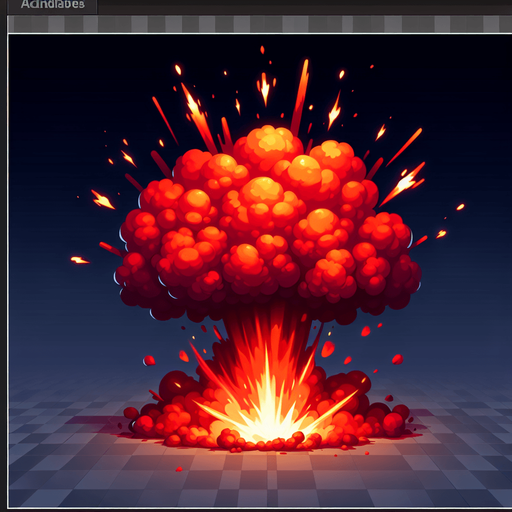 red fire explosion.
Single Game Texture.  In-Game asset.  2d.  Blank background.  High contrast.  No shadows