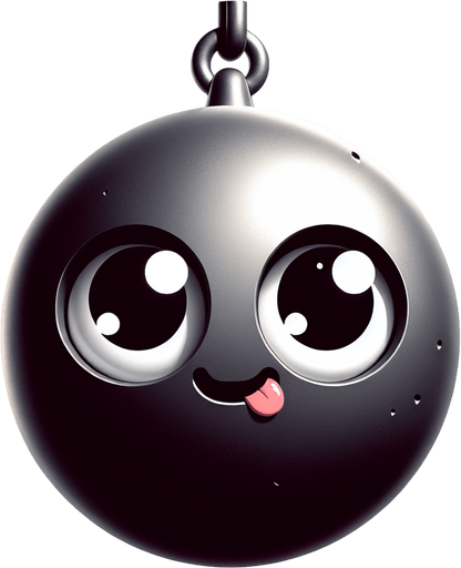 Wrecking Ball with eyes, cartoon style..
Single Game Texture. In-Game asset. 2d. Blank background. High contrast. No shadows.