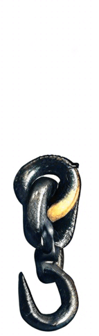 Draw a black chain from the top of the hook to the top of the image