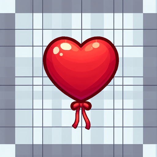 Red heart shaped balloon.
Single Game Texture.  In-Game asset.  2d.  Blank background.  High contrast.  No shadows