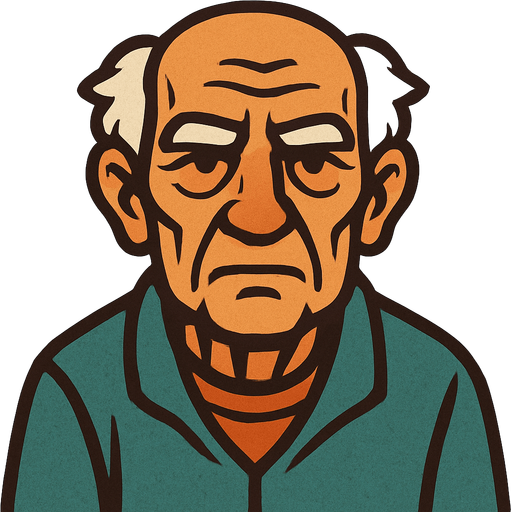 old person.
In-Game asset.  2d.  High contrast.  No shadows