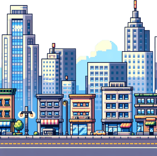 Cartoon. 8-bit. Close view of a stree block from the side. For a sidescroller game to be used as backgrouns. Single Game Texture. In-Game asset. 2d. Blank background. High contrast. No shadows.