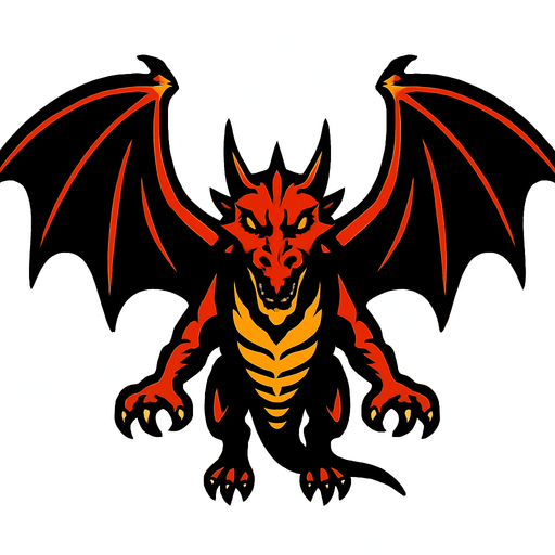 fronf view flying  image dragon with 3 
In-Game asset.  2d.  High contrast.  No shadows