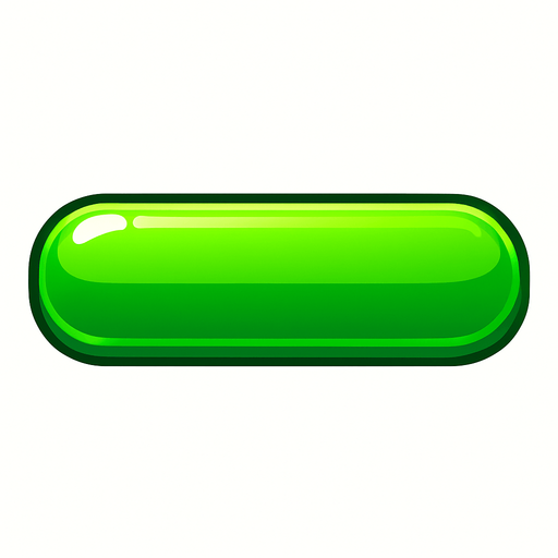 Long, shiny green button.
In-Game asset.  2d.  High contrast.  No shadows