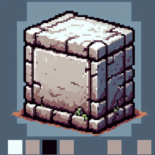 pixel art of the top of an empty vertical stone slab.
Single Game Texture. In-Game asset. 2d. Blank background. High contrast. No shadows.